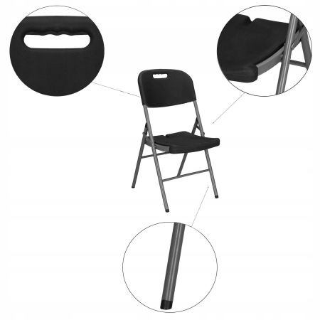 Scaun pliant din plastic pentru catering sau terasa, sarcina 150kg, negru [9]