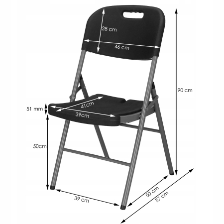 Scaun pliant din plastic pentru catering sau terasa, sarcina 150kg, negru [1]