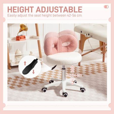  Scaun rotativ cu inaltime reglabila din tesatura alba si roz [5]