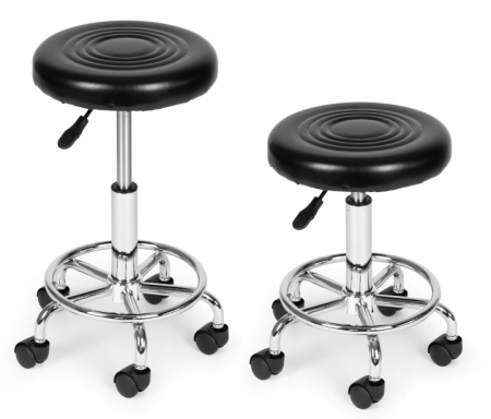 Scaun rotativ ergonomic pentru salon sau cabinet, reglabil pe inaltime 47-62 cm, sezut 34 cm din piele ecologica, maxim 114 kg, negru [3]