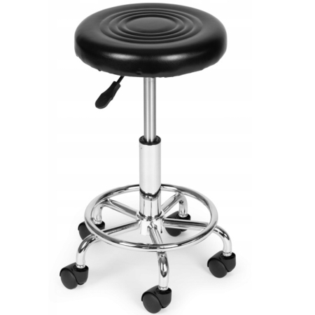 Dormitor & birou - Scaun rotativ ergonomic pentru salon sau cabinet, reglabil pe inaltime 47-62 cm, sezut 34 cm din piele ecologica, maxim 114 kg, negru