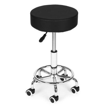 Dormitor & birou - Scaun rotativ ergonomic pentru salon sau cabinet, reglabil pe inaltime 51-65 cm, sezut 34 cm din piele ecologica, maxim 114 kg, negru