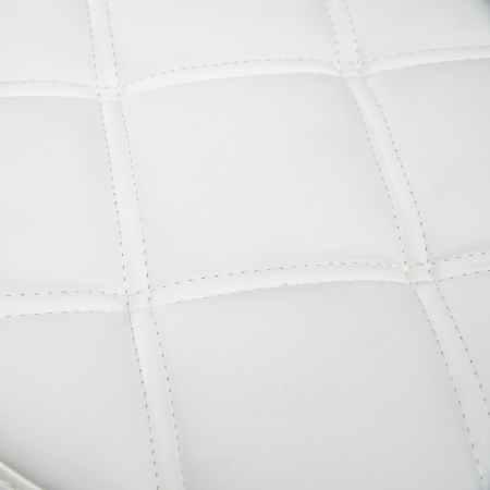  Scaun Rotativ Rotund cu Roti, inaltime Reglabila si Tapiterie din Piele Ecologica, Alb [8]