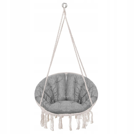 Scaun rotund Sersimo tip leagan suspendat cu perna Confort Plus casa sau gradina, bej [4]