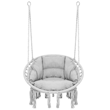 Scaun rotund Sersimo tip leagan suspendat cu perna Confort Plus casa sau gradina, gri [1]