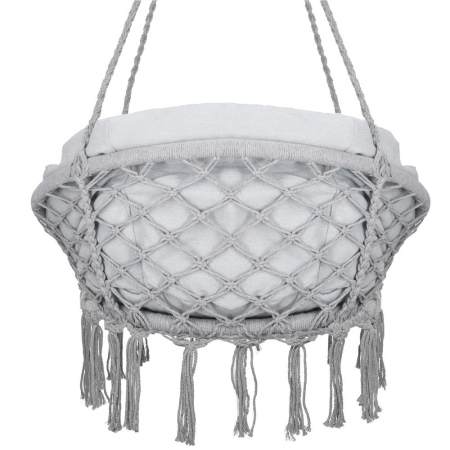 Scaun rotund Sersimo tip leagan suspendat cu perna Confort Plus casa sau gradina, gri [6]