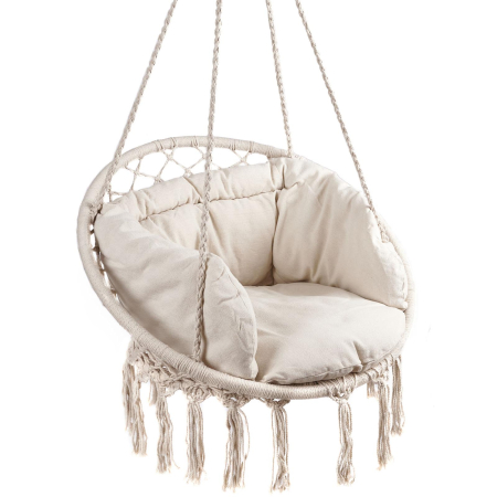 Gradina & balcon - Scaun rotund tip leagan suspendat cu perna Confort Plus, casa sau gradina, bej