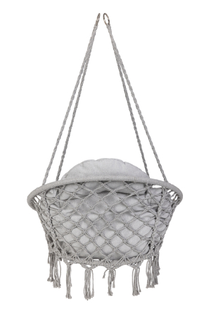 Scaun rotund tip leagan suspendat cu perna Confort Plus, casa sau gradina, gri [2]