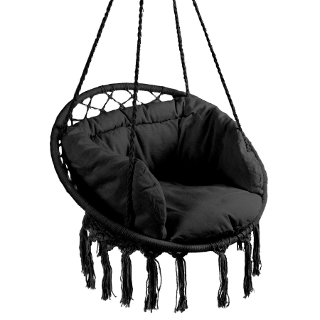 Gradina & balcon - Scaun rotund tip leagan suspendat cu perna Confort Plus, casa sau gradina, negru