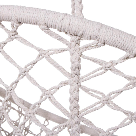 Scaun rotund tip leagan suspendat pentru casa sau gradina, cu franjuri, 150kg, crem [13]