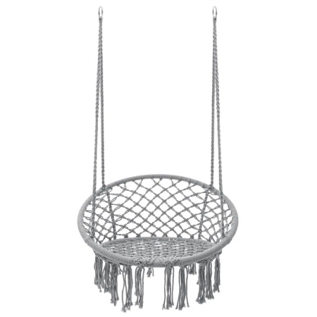 Gradina & balcon - Scaun rotund tip leagan suspendat pentru casa sau gradina, cu franjuri, 150kg, gri