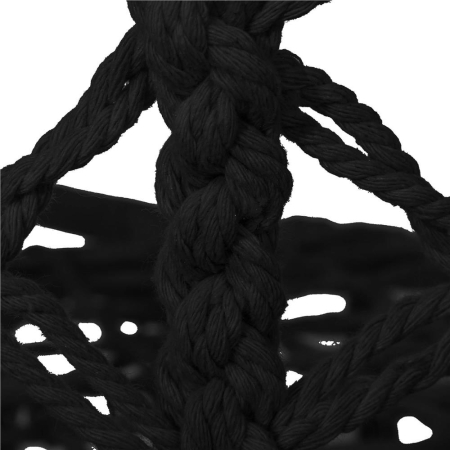 Scaun rotund tip leagan suspendat pentru casa sau gradina, cu franjuri, 150kg, negru [10]
