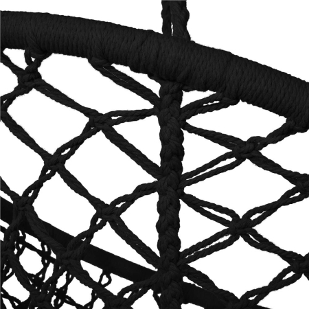 Scaun rotund tip leagan suspendat pentru casa sau gradina, cu franjuri, 150kg, negru [14]