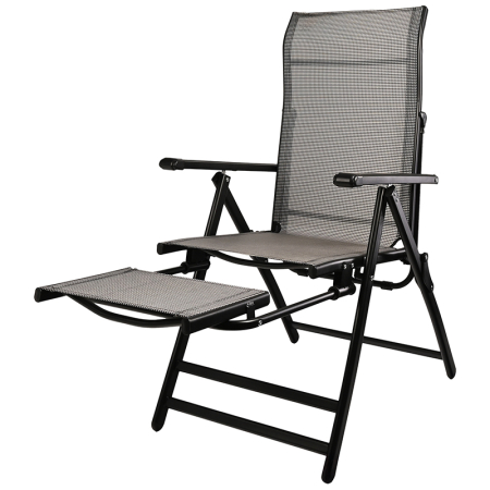 Scaun si sezlong pliabil 2 in 1 pentru gradina, cu suport pentru picioare, reglabil in 5 pozitii, 53x70x107 cm, gri [3]