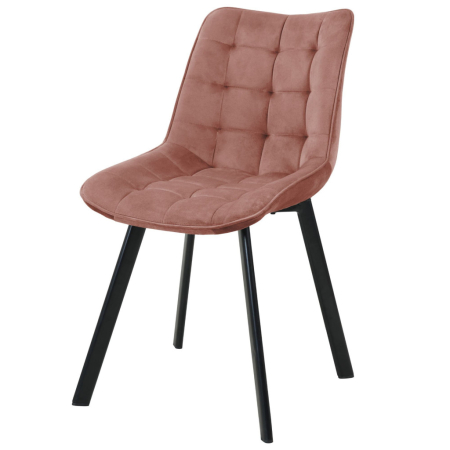 Scaun tapitat, din velur, picioare metalice, maxim 125 kg, 48x60x87 cm, roz pudrat [1]