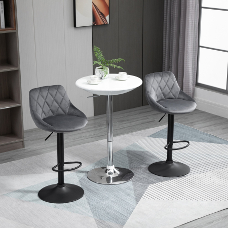  Scaune Bar x2 - Pivotante, Gri Catifelat, inaltime Reglabila [1]