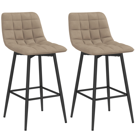 Scaune bucatarie & living -  Scaune de bar Nordic, cu spatar si suport pentru picioare, 84 cm, din catifea si metal, Maro
