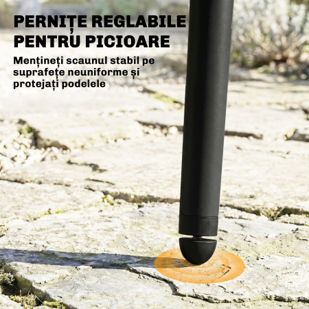  Scaune de Dining pentru Exterior Set de 4, Scaune de Gradina cu Spatar Fisurat, Negru [6]
