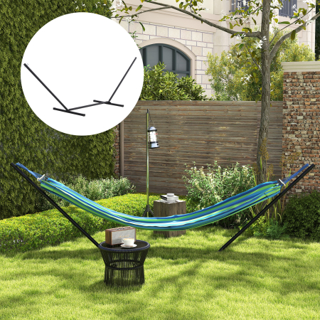  Schelet pentru Hamac Greutate Maxima 120Kg in Metal, Negru, 360x92x112cm [7]