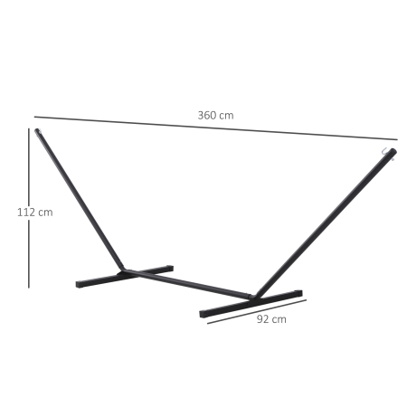  Schelet pentru Hamac Greutate Maxima 120Kg in Metal, Negru, 360x92x112cm [2]