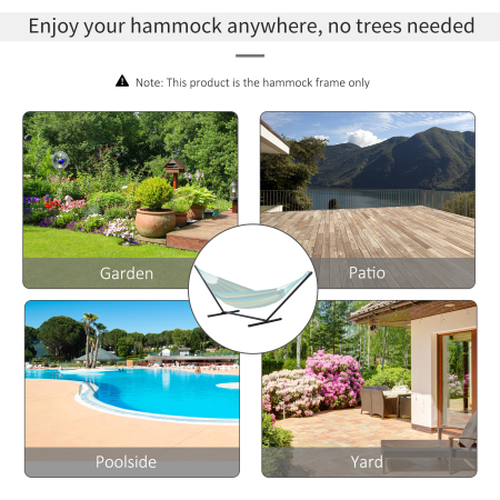  Schelet pentru Hamac Greutate Maxima 120Kg in Metal, Negru, 360x92x112cm [3]