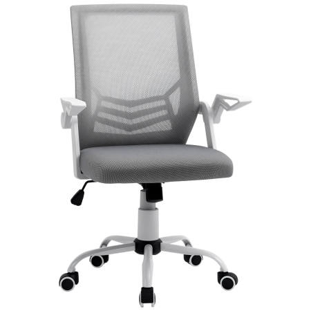 Mobila birou -  Sedia da Ufficio Ergonomica con Braccioli e Supporto Lombare, in Tessuto Effetto Lino, 62.5x55x94-104 cm, Grigia