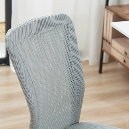  Sedia da Ufficio Ergonomica Senza Braccioli in Tessuto a Rete, Altezza Regolabile e 5 Ruote, Grigio [6]