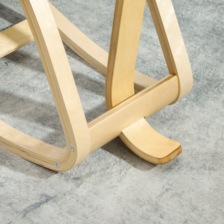  Sedia Inginocchiatoio Dondolante in Tessuto Effetto Lino e Legno di Betulla, 51x84x93 cm, Marrone Scuro [8]
