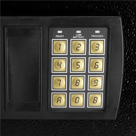 Seif electronic standard cu cifru si cheie, 200x310x200 mm, Otel, Negru [9]