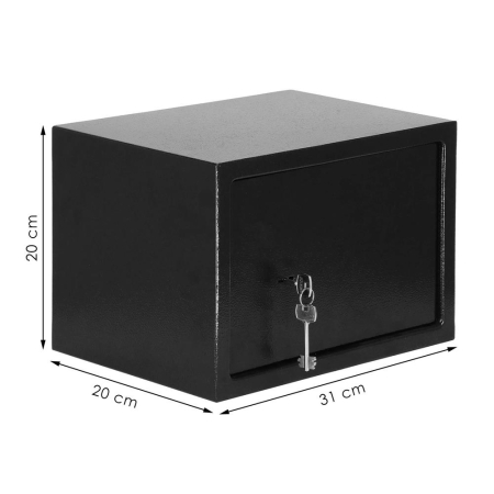 Seif standard cu cheie otel 2 chei incluse dibluri montare, 200x310x200 mm, rezistent, negru [16]