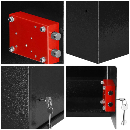 Seif standard cu cheie otel 2 chei incluse dibluri montare, 200x310x200 mm, rezistent, negru [7]
