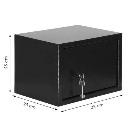 Seif standard cu cheie otel 2 chei incluse dibluri montare, 200x310x200 mm, rezistent, negru [11]