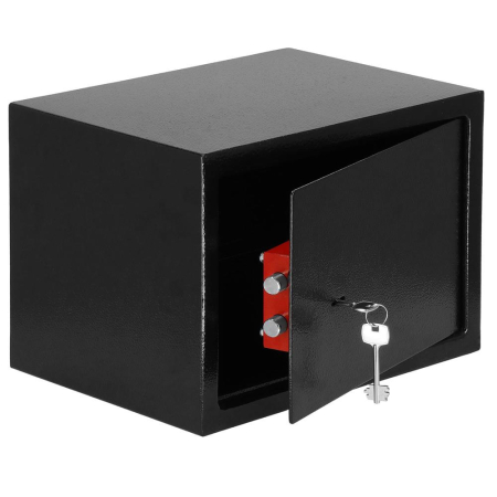 Seif standard cu cheie otel 2 chei incluse dibluri montare, 200x310x200 mm, rezistent, negru