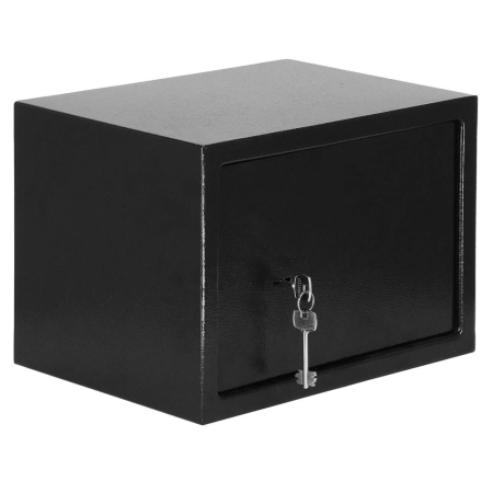 Seif standard cu cheie otel 2 chei incluse dibluri montare, 200x310x200 mm, rezistent, negru [15]