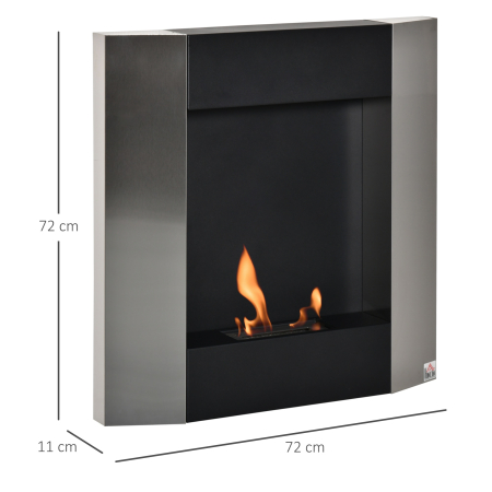  Semineu Bioetanol pentru Perete Rezervor de 0,7L Acoperire 20m² 72x11x72cm [2]