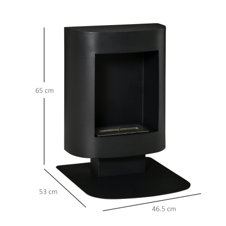 Semineu cu alcool portabil , fara aerisire, cu arzatoare cu bioetanol de 0.9 L/ 3 ore, incalzitoare cu baza din otel de 2000 W pentru interior si exterior, Negru [2]