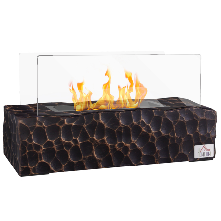 Instalatii sanitare, termice & climatizare -  semineu cu Blat din Beton, Capac, Deflector din Sticla Securizata si Rezervor de 0,15L, 33x16x18 cm, Negru