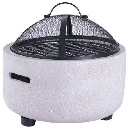 Gradina & balcon - Semineu exterior terasa sau gradina din placa de magneziu, cu grill gratar D44 cm, aparator scantei si capac, 43x43x39 cm