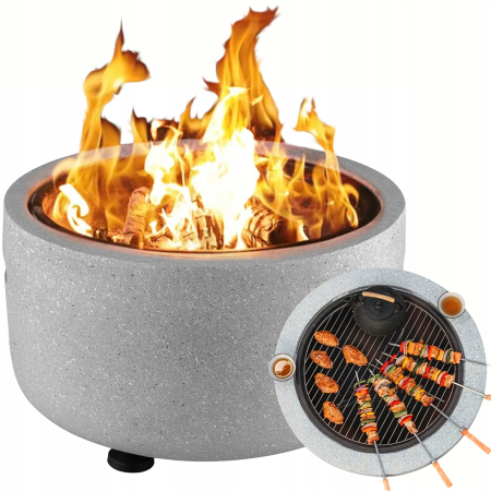 Semineu exterior terasa sau gradina din placa de magneziu, cu grill gratar D44 cm, aparator scantei si capac, 43x43x39 cm [5]