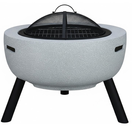 Gradina & balcon - Semineu de exterior pentru terasa sau gradina din placa de magneziu, cu grill pentru gratar, 60x60x52 cm