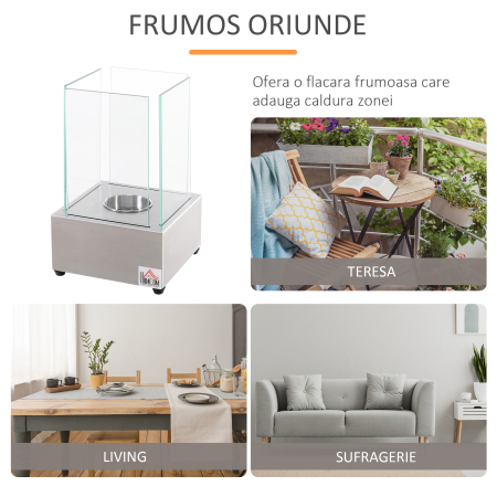  Semineu de masa otel si sticla arzator 0,4L pentru spatii exterioare si interioare [6]