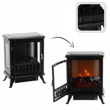 Semineu electric cu efect de flacara, 1800W, 2 trepte, 42x28x51 cm, negru [1]