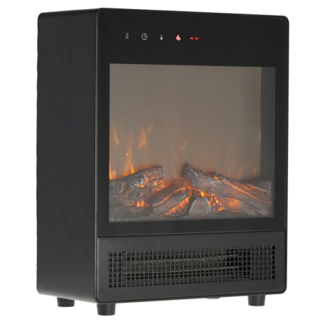 Instalatii sanitare, termice & climatizare - Semineu electric cu efect de flacara, 2000W, 2 trepte, termostat, 29x16x39 cm, negru