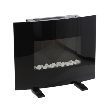 Semineu electric, montaj podea sau perete, efect de flacara, 2000W, 2 trepte, telecomanda, 61x14x48 cm, negru [3]
