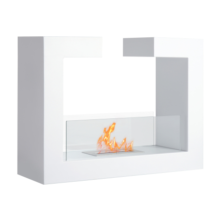 Instalatii sanitare, termice & climatizare -  semineu pe Bioetanol din Otel Inoxidabil cu 1 Rezervor 1.5LT 78 x 25 x 58 Alb