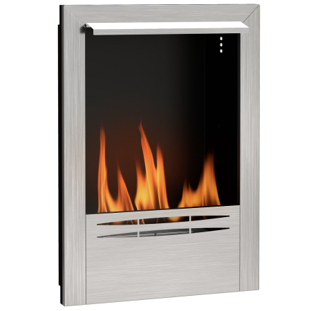 Instalatii sanitare, termice & climatizare -  semineu pe Bioetanol incorporat din Otel, Capacitate 0,9L si Durata 3,3 Ore, 48x18x59 cm, Argintiu