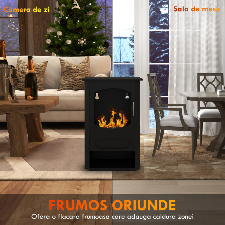  semineu pe Bioetanol Independent, Arzator de 1,2L, Durata 3 Ore, Suprafata incalzita 20-25 m², Negru [6]