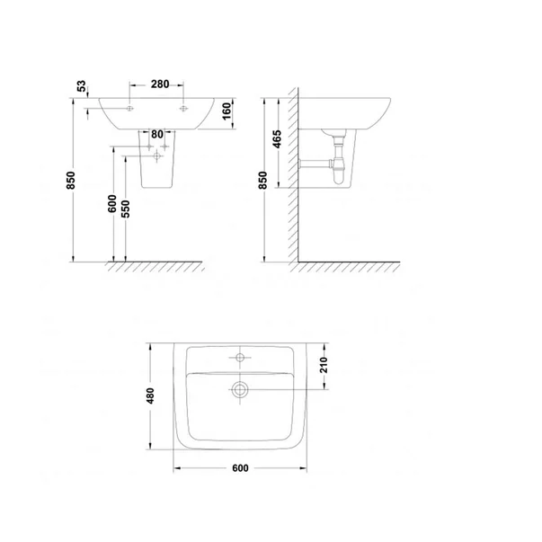 Semipiedestal pentru lavoar Gala Smart alb lucios [2]