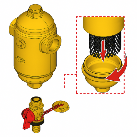 Separator de namol Giacomini R146DY106, flansat, DN65, 17, 5 m³/h, anti colmatare, curatare rapida, otel [1]