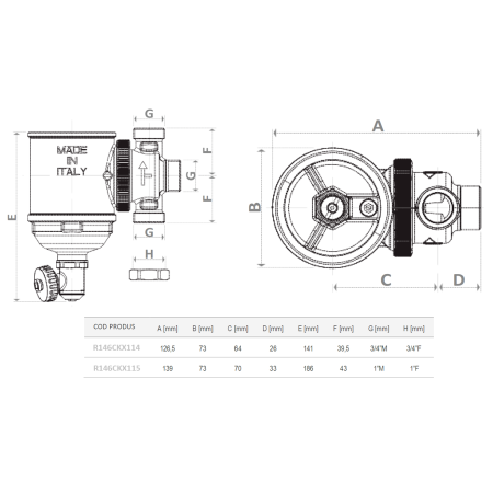 Separator magnetic de impuritati Giacomini R146CKX114, orientabil, 3/4", pentru instalatii de incalzire si racire [1]